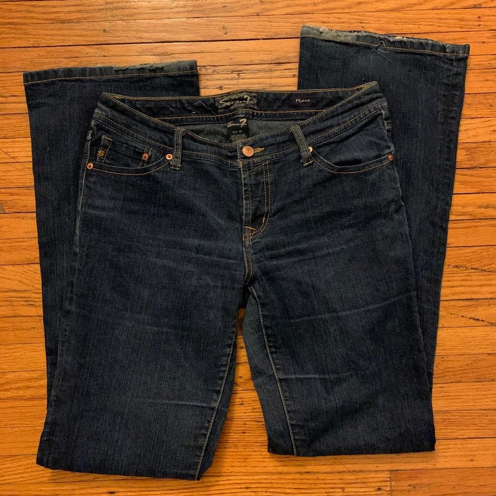 seven7 dark wash jeans retro flare 31x32